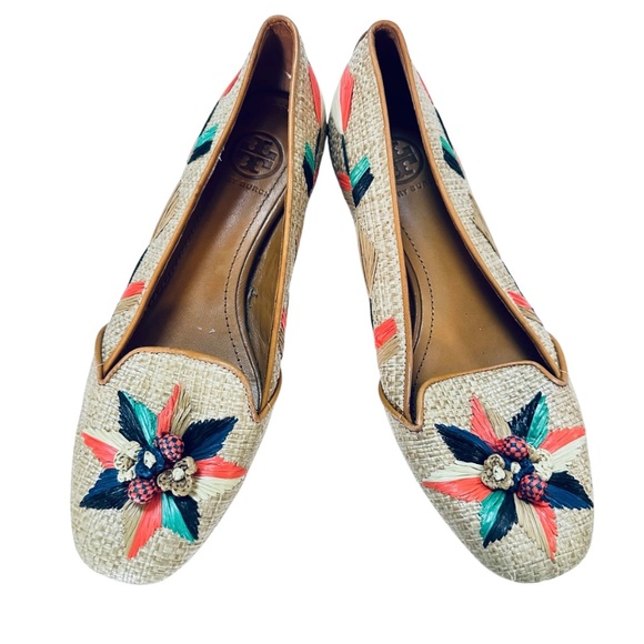 Tory Burch Geraldine Raffia Flats -  beige Flats, Shoes 5.5 M - Picture 2 of 8